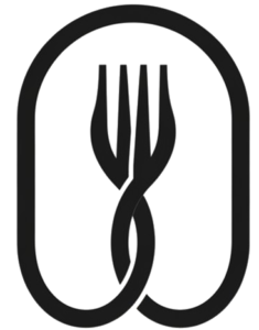 Oat Recipe icone a minimalist fork icon intertwined with an oval, with the tagline "Oat Grain Goodness" arched above.